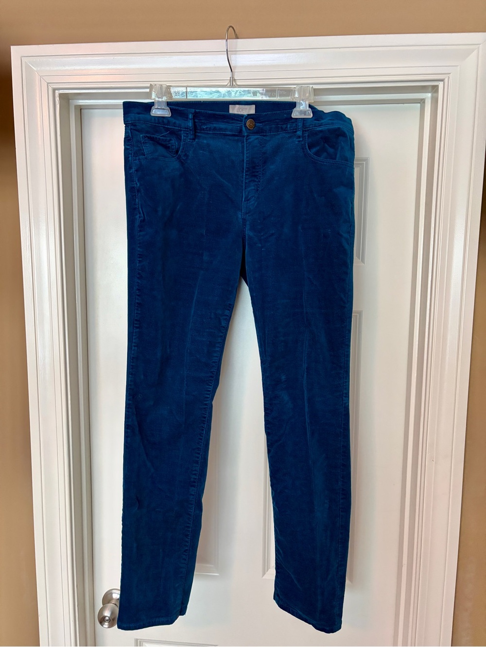 LOFT Teal Velour High-Rise Pants